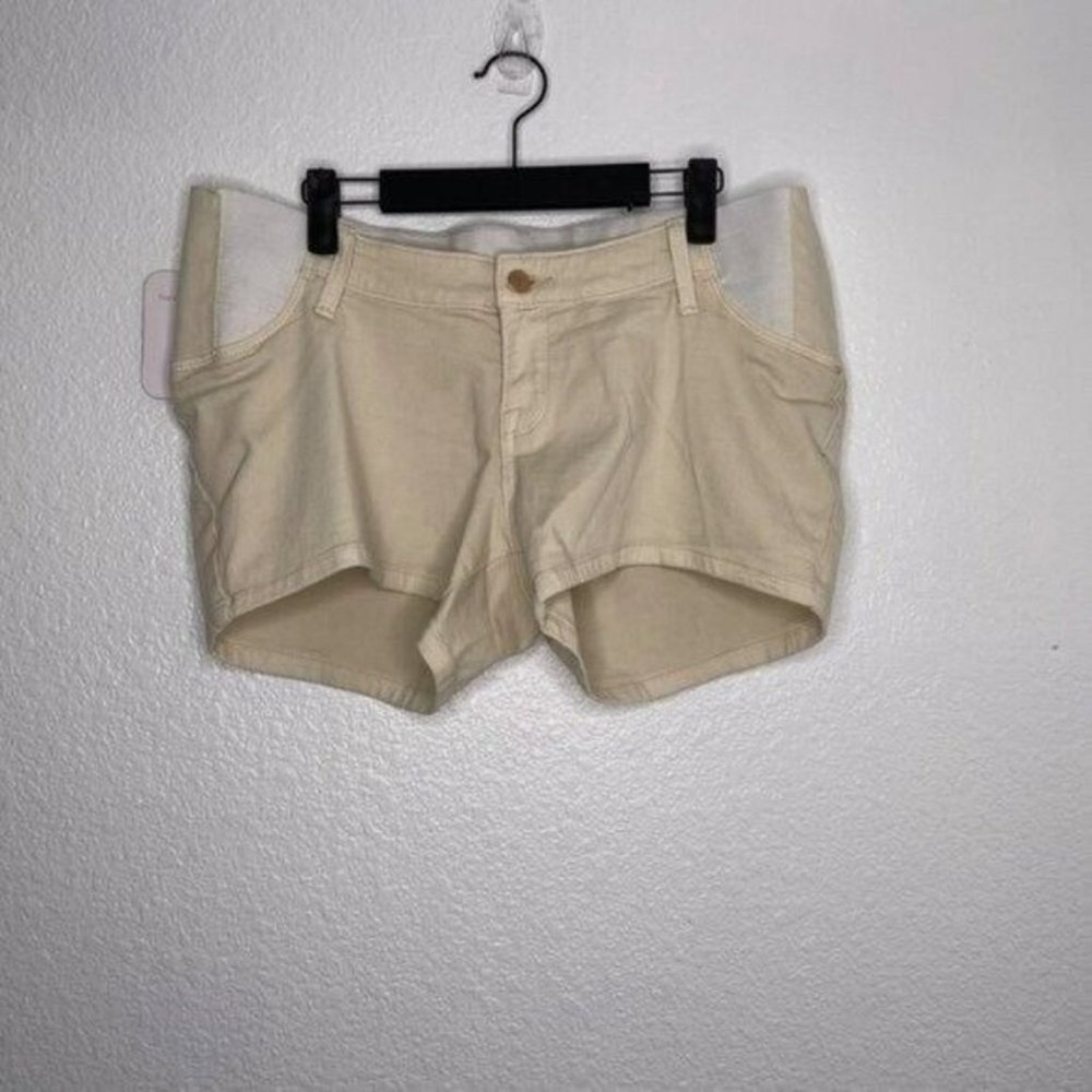 Isabel Maternity Ingrid & Isabel Ecru Midi Shorts Side Panels Size 8 NEW